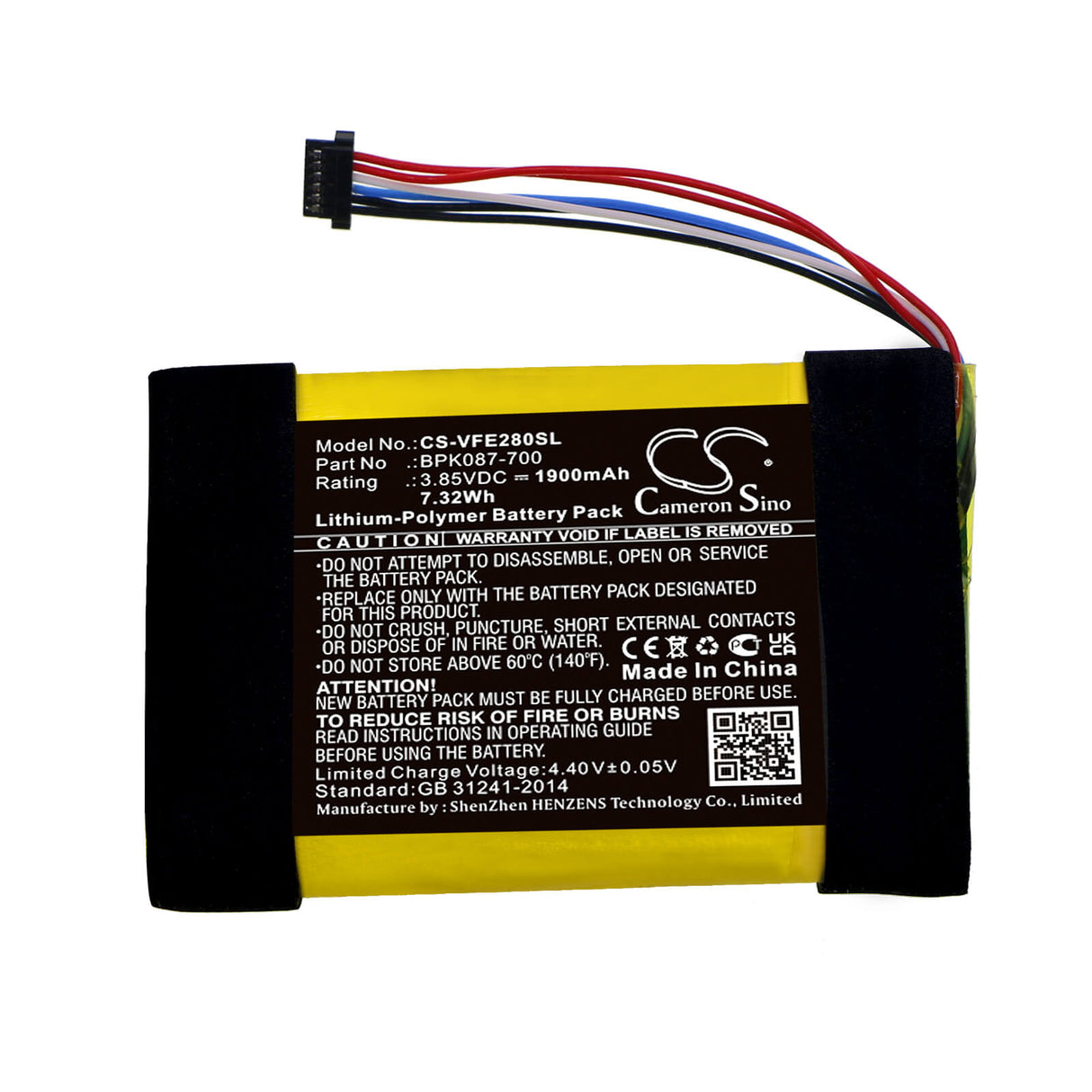 3.85v, Li-polymer, 1900mah, Battery Fits Verifone, E280, M087-602-11-wwa, 7.32wh Payment Terminal Cameron Sino Technology Limited   