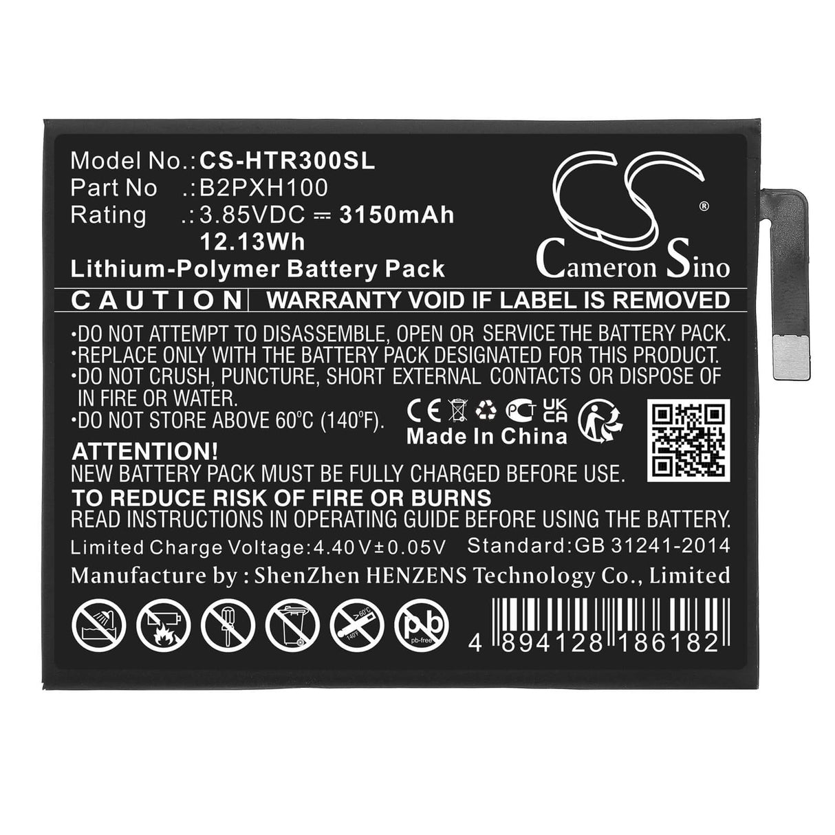 3.85v, Li-polymer, 3150mah, Battery Fits Htc, Vive Focus, 12.13wh VR Cameron Sino Technology Limited   