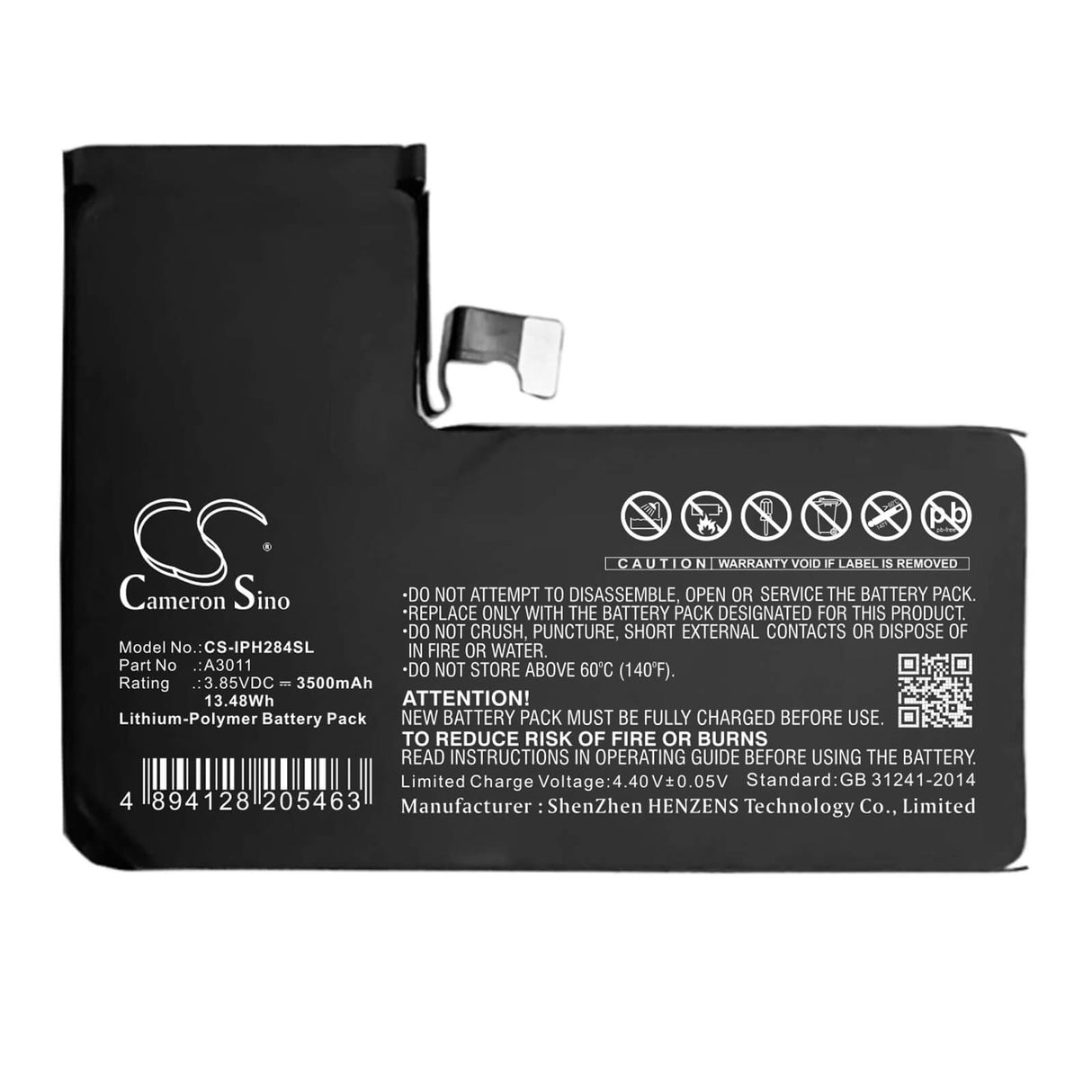 3.85v, Li-polymer, 3500mah, Smartphone Battery Fits Apple A2848, A3101, 13.48wh Mobile, SmartPhone Cameron Sino Technology Limited   