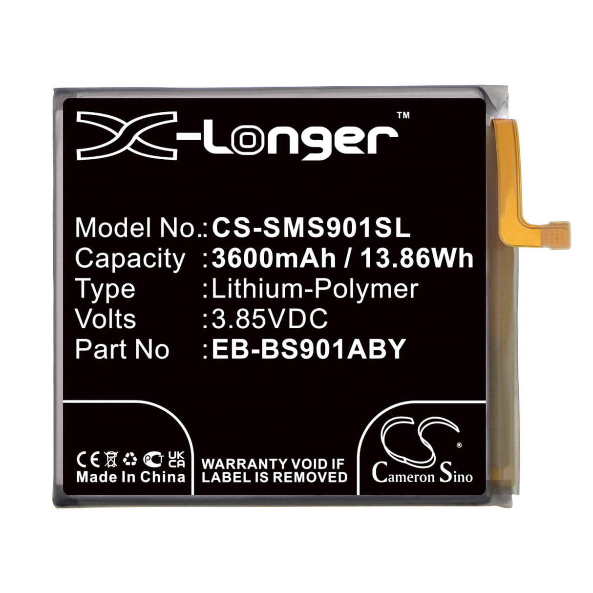 3.85v, Li-polymer, 3600mah, Battery Fits Samsung, Galaxy S22 5g, Sm-s9010, 13.86wh Mobile, SmartPhone Cameron Sino Technology Limited   