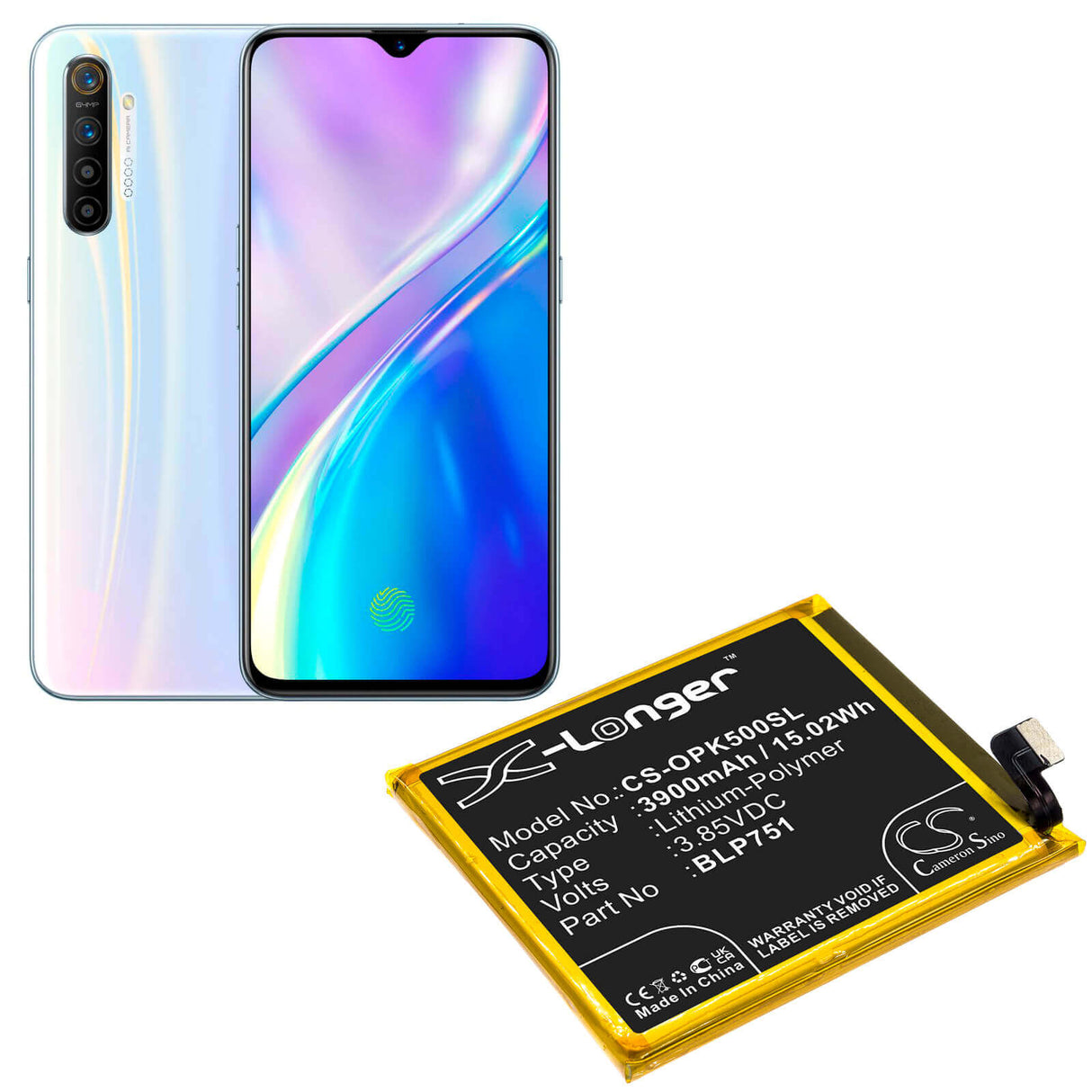 3.85v, Li-polymer, 3900mah, Battery Fit's Oppo, K5, Pcnm00, Realme X2 Premium Edition, 15.02wh Mobile, SmartPhone Cameron Sino Technology Limited   