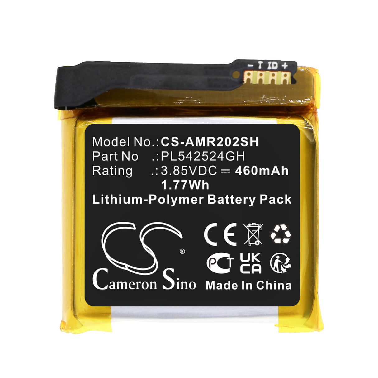 3.85v, Li-polymer, 460mah, Battery Fits Amazfit, A2023, Gtr 2e, 1.77wh Smartwatch Cameron Sino Technology Limited   