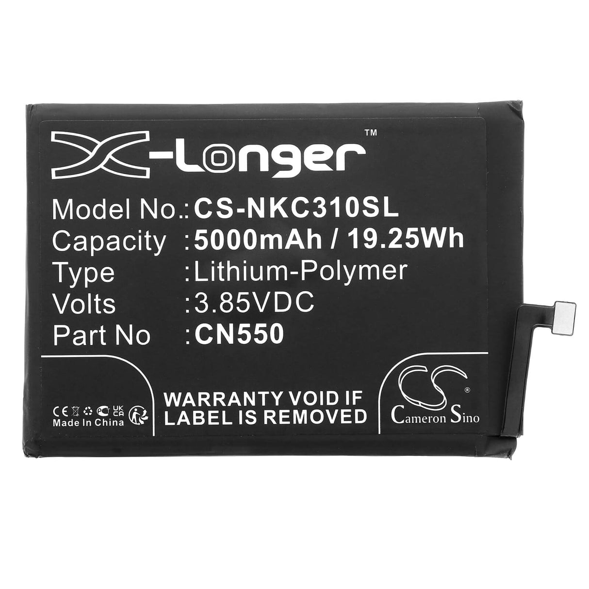 3.85v, Li-polymer, 5000mah, Battery Fits Nokia, C31, G22, 19.25wh Batteries for Electronics Cameron Sino Technology Limited   