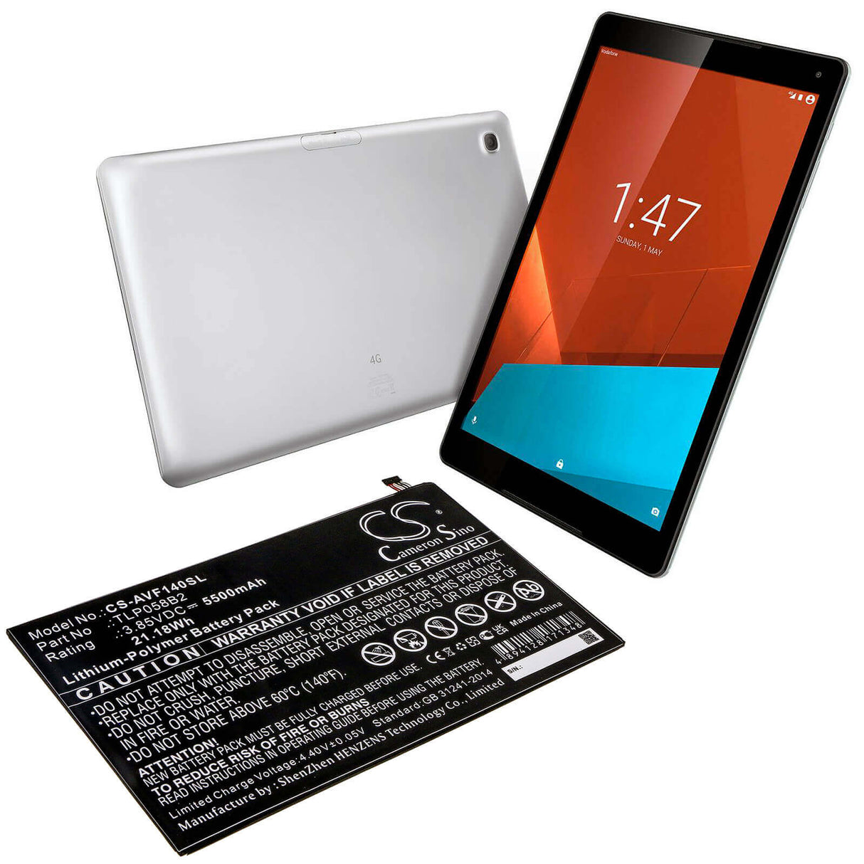 3.85v, Li-polymer, 5500mah, Battery Fit's Vodafone, Tab Prime 7, Vfd-1400, 21.18wh Tablet Cameron Sino Technology Limited   