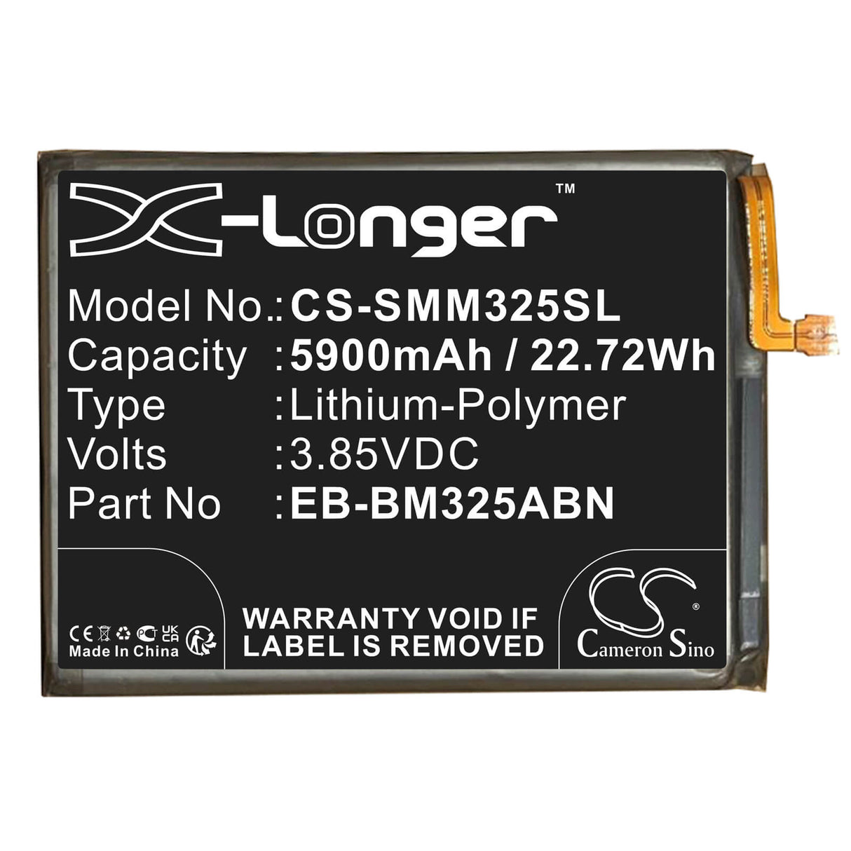 3.85v, Li-polymer, 5900mah, Battery Fits Samsung, Galaxy M32, Galaxy M32 4g 2021 Premium Edi, 22.72wh Mobile, SmartPhone Cameron Sino Technology Limited   