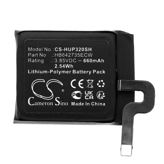 3.85v, Li-polymer, 660mah, Battery Fits Huawei, Watch 3 Pro, Watch 3s, 2.54wh Smartwatch Cameron Sino Technology Limited   