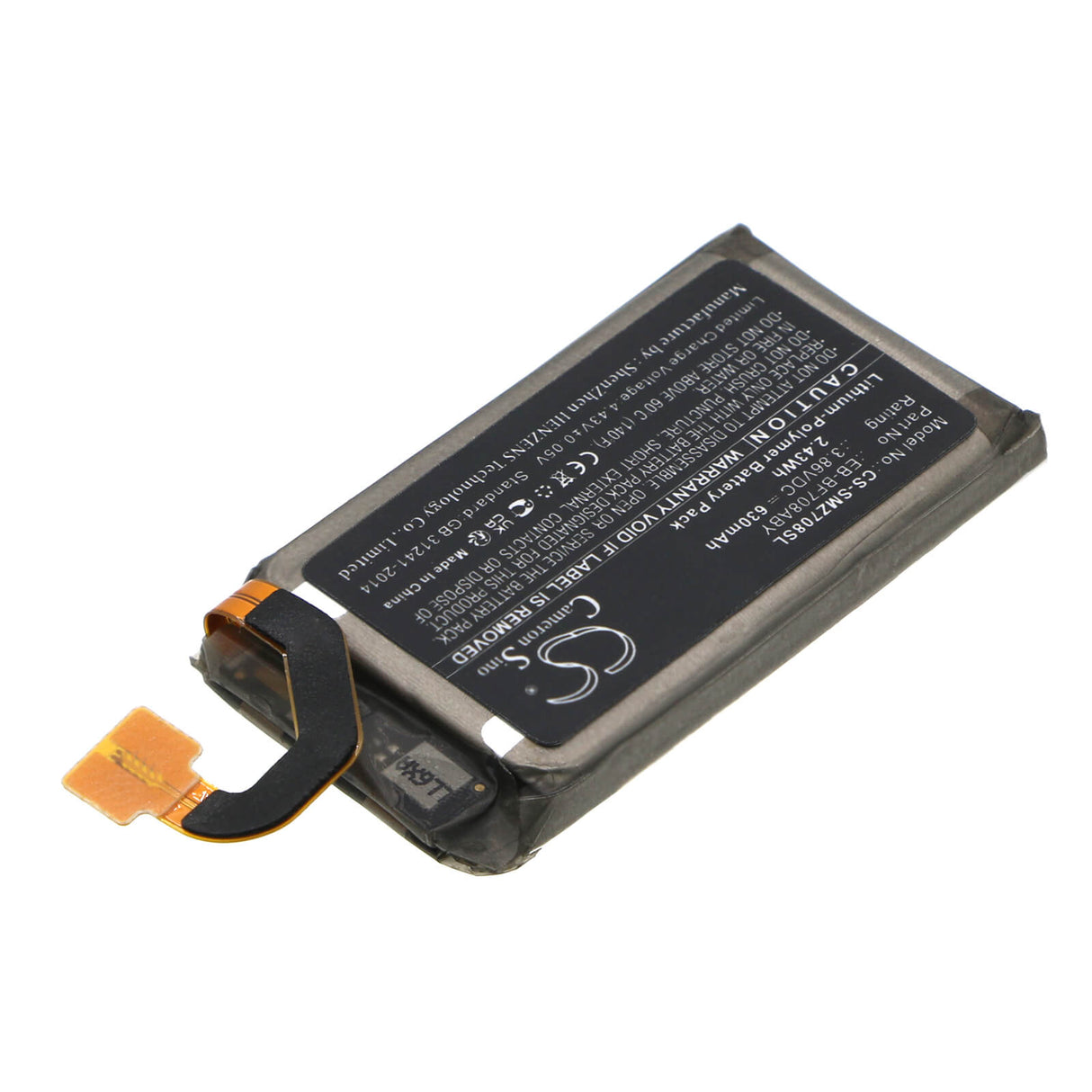 3.86v, Li-polymer, 630mah, Battery Fits Samsung, Galaxy Z Flip F707u, 2.43wh Mobile, SmartPhone Cameron Sino Technology Limited   