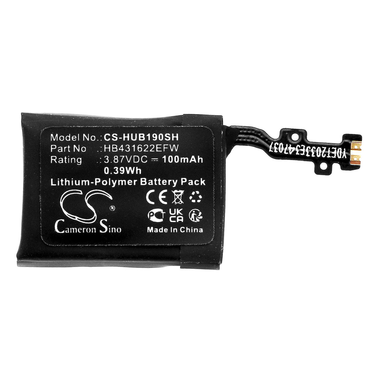 3.87v, Li-polymer, 120mah, Battery Fits Huawei, Band B6, Band B7, 0.46wh Smartwatch Cameron Sino Technology Limited   