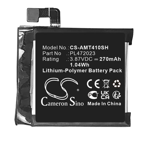 3.87v, Li-polymer, 270mah, Battery Fits Amazfit, Gts 4 Mini, 1.04wh Smartwatch Cameron Sino Technology Limited   