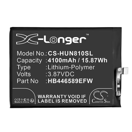 3.87V, Li-Polymer, 4100mAh, Battery fits Huawei, Cha-al80, Coco-an40, 15.87Wh  Cameron Sino Technology Limited   