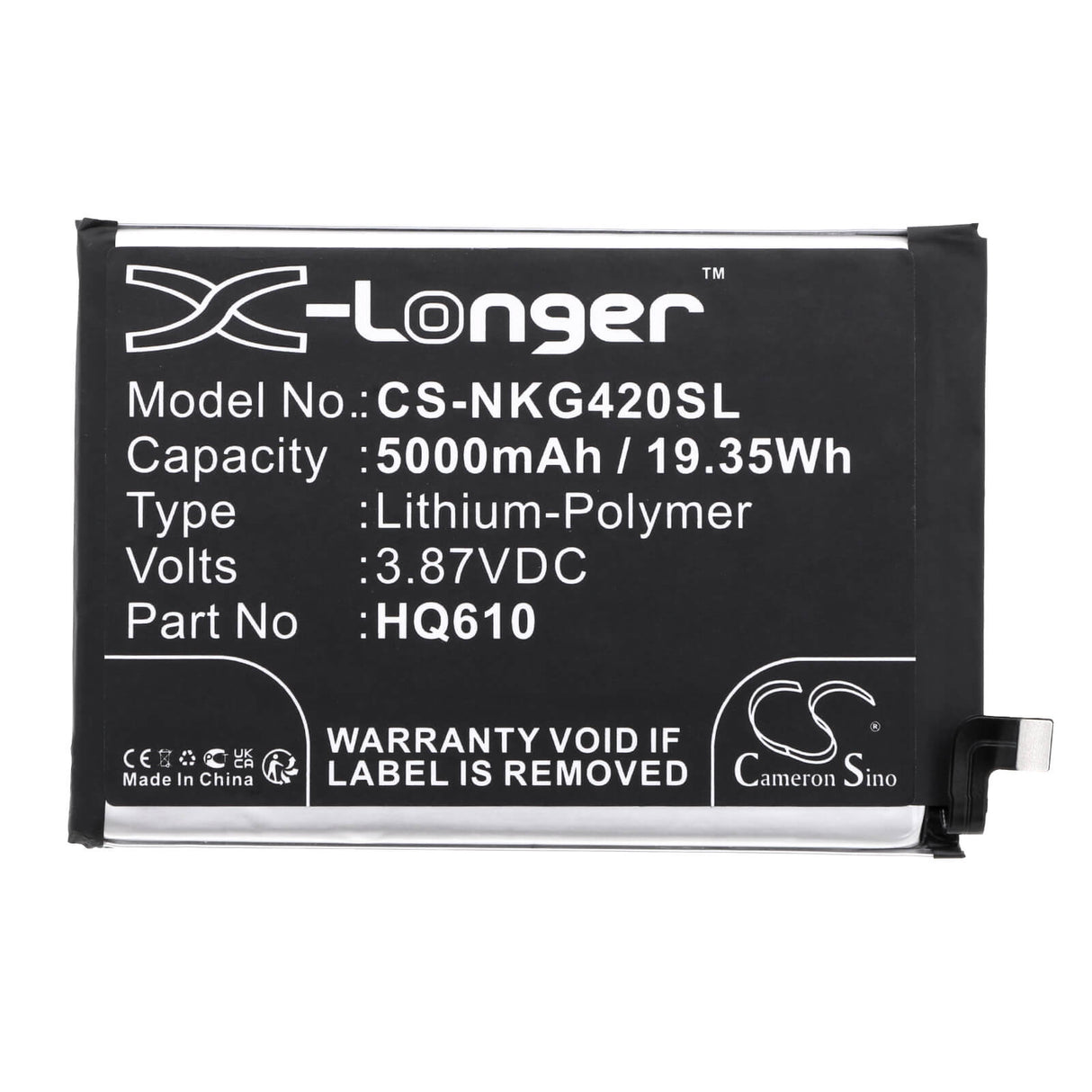 3.87v, Li-polymer, 5000mah, Battery Fits Nokia, G42 5g, 19.35wh Batteries for Electronics Cameron Sino Technology Limited   