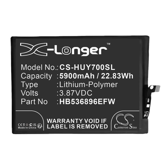 3.87V, Li-Polymer, 5900mAh, Battery fits Huawei, Mga-al00, Mga-lx3, 22.83Wh  Cameron Sino Technology Limited   