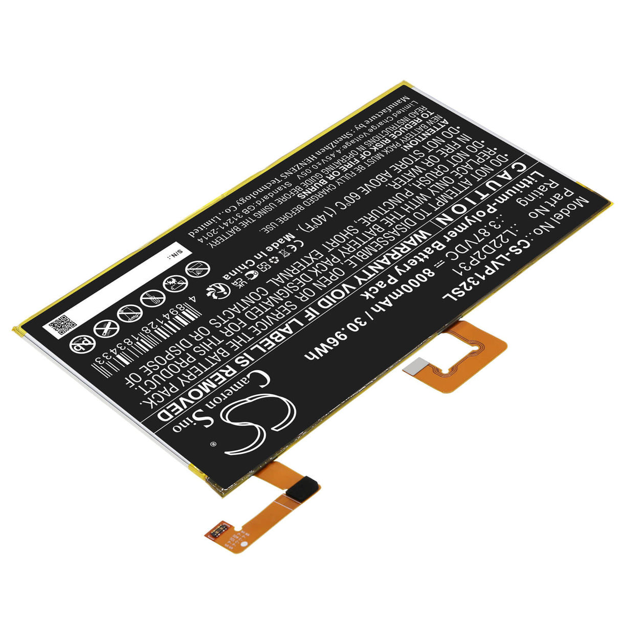 3.87v, Li-polymer, 8000mah, Battery Fits Lenovo, Tab P11 Pro, Tb132f, 30.96wh Tablet Cameron Sino Technology Limited   