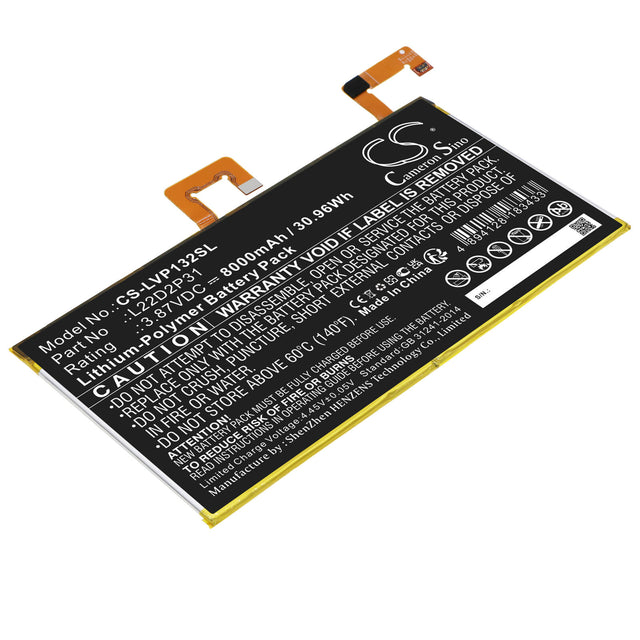 3.87v, Li-polymer, 8000mah, Battery Fits Lenovo, Tab P11 Pro, Tb132f, 30.96wh Tablet Cameron Sino Technology Limited   