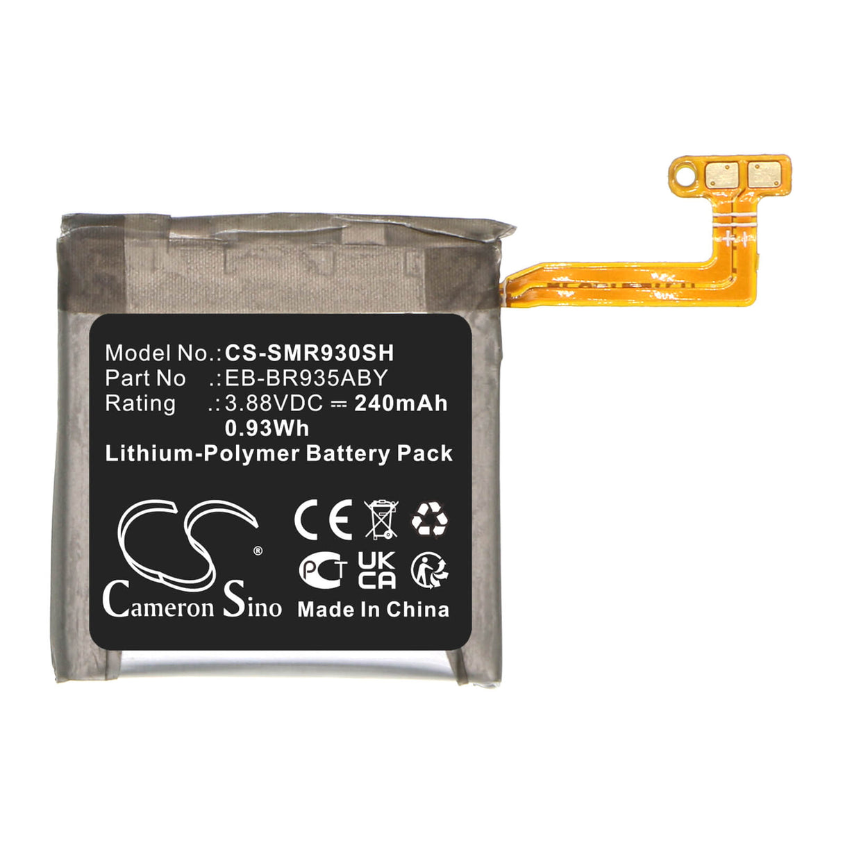 3.88v, Li-polymer, 240mah, Battery Fits Samsung, Galaxy Watch 6 40mm, Sm-r930, 0.93wh Smartwatch Cameron Sino Technology Limited   