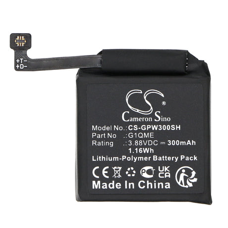 3.88V, Li-Polymer, 300mAh, Battery fits Google, Pixel Watch 3, 1.16Wh Smartwatch Cameron Sino Technology Limited   