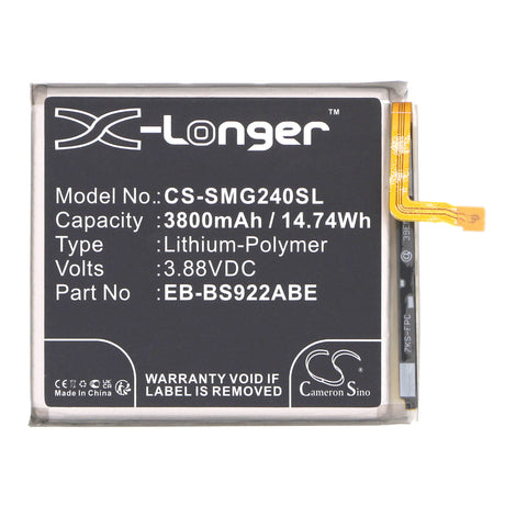 3.88V, Li-Polymer, 3800mAh, Battery fits Samsung, Galaxy S24, Sm-s9210, 14.74Wh Mobile, SmartPhone Cameron Sino Technology Limited   