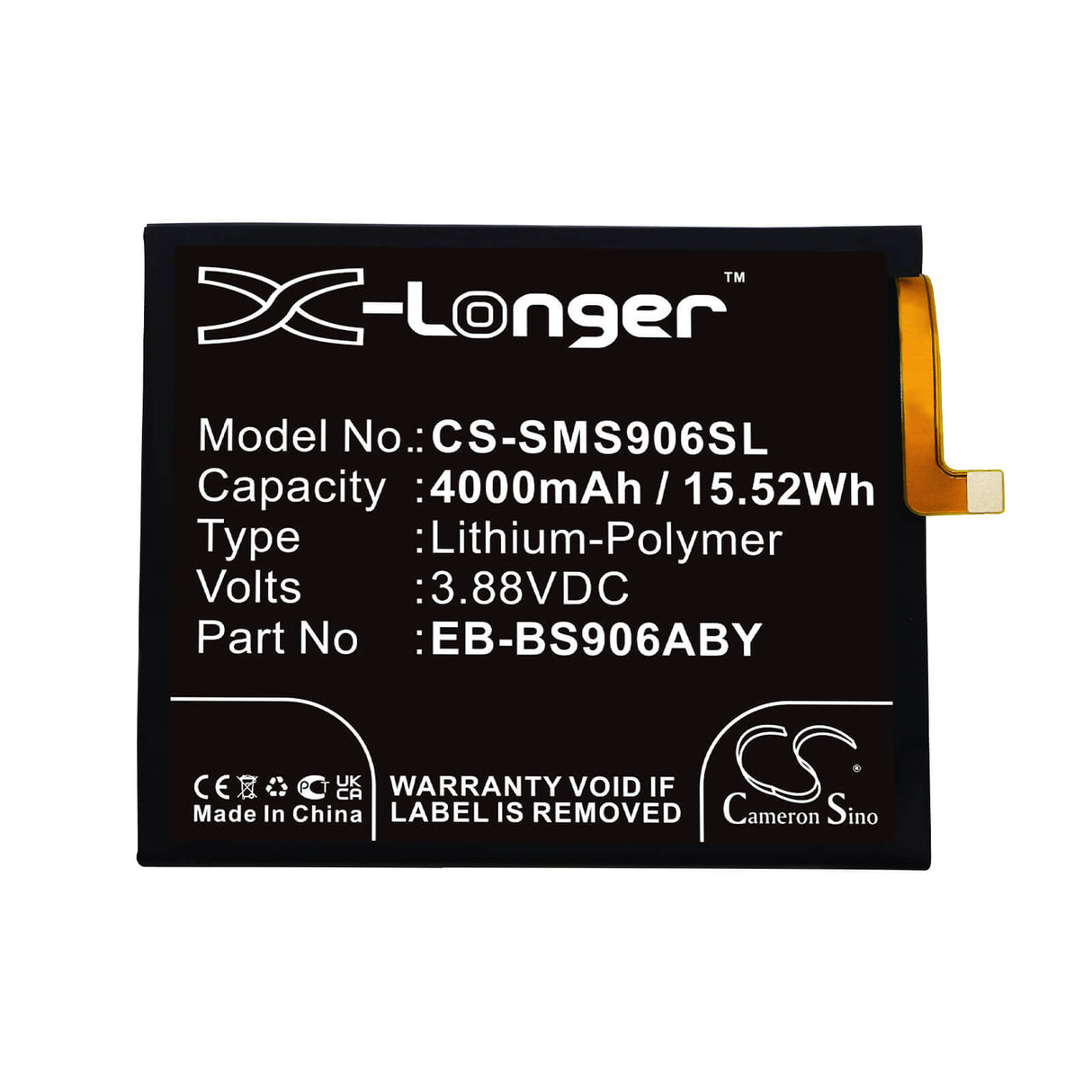 3.88v, Li-polymer, 4000mah, Battery Fits Samsung, Galaxy S22 Plus 5g, Galaxy S22+ 5g, 15.52wh Mobile, SmartPhone Cameron Sino Technology Limited   