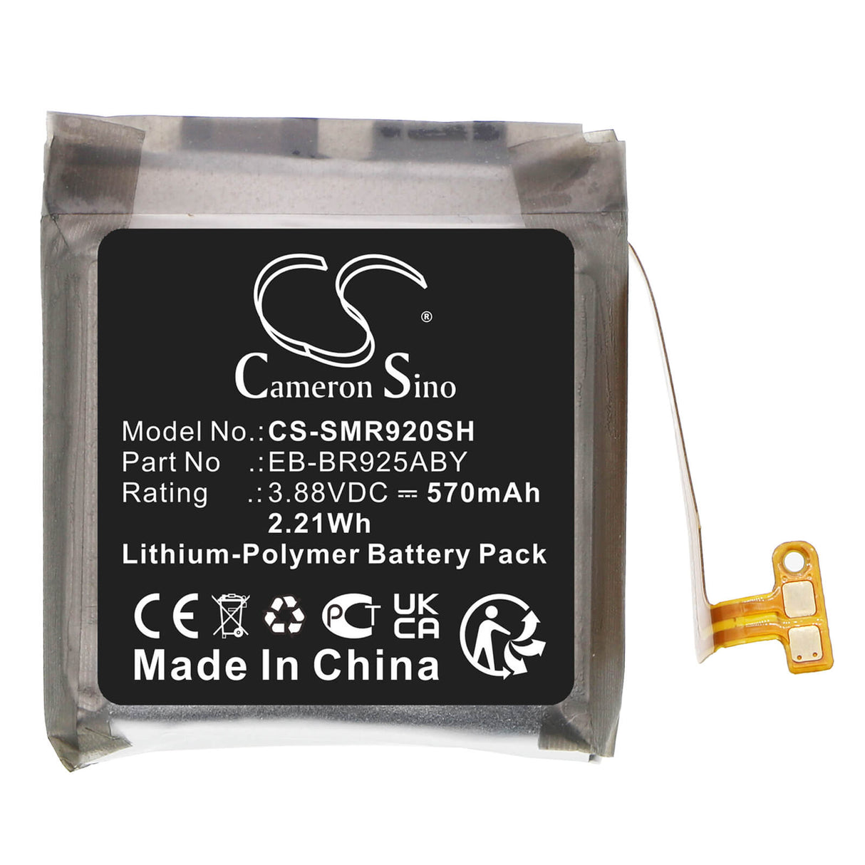 3.88v, Li-polymer, 570mah, Battery Fits Samsung, Galaxy Watch 5 Pro 45mm, Sm-r920, 2.21wh Smartwatch Cameron Sino Technology Limited   