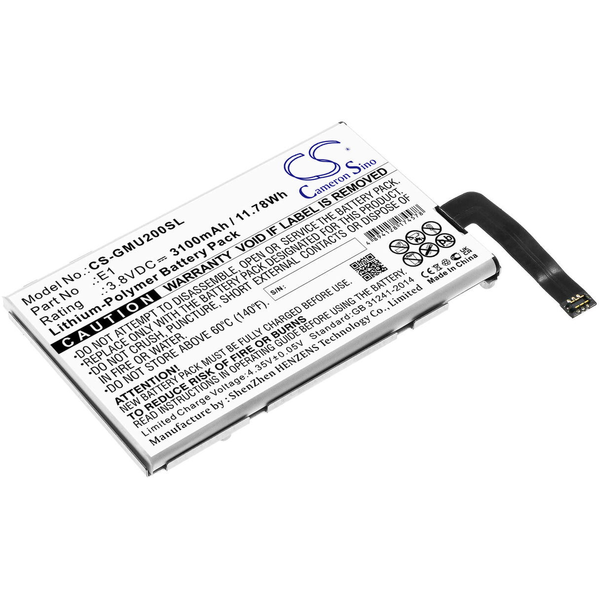 3.8v, 3100mah, Li-polymer Battery Fit's Glocalme, E1, Glmu18a02, U2, 11.78wh Hotspot Cameron Sino Technology Limited   