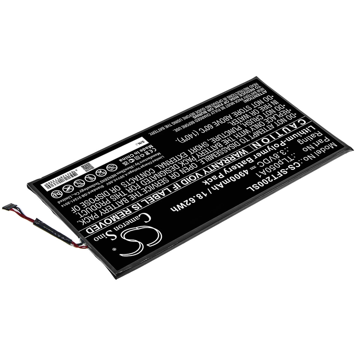 3.8v, 4900mah, Li-polymer Battery Fit's Safran, Morpho Tablet 2, 18.62wh Tablet Cameron Sino Technology Limited   