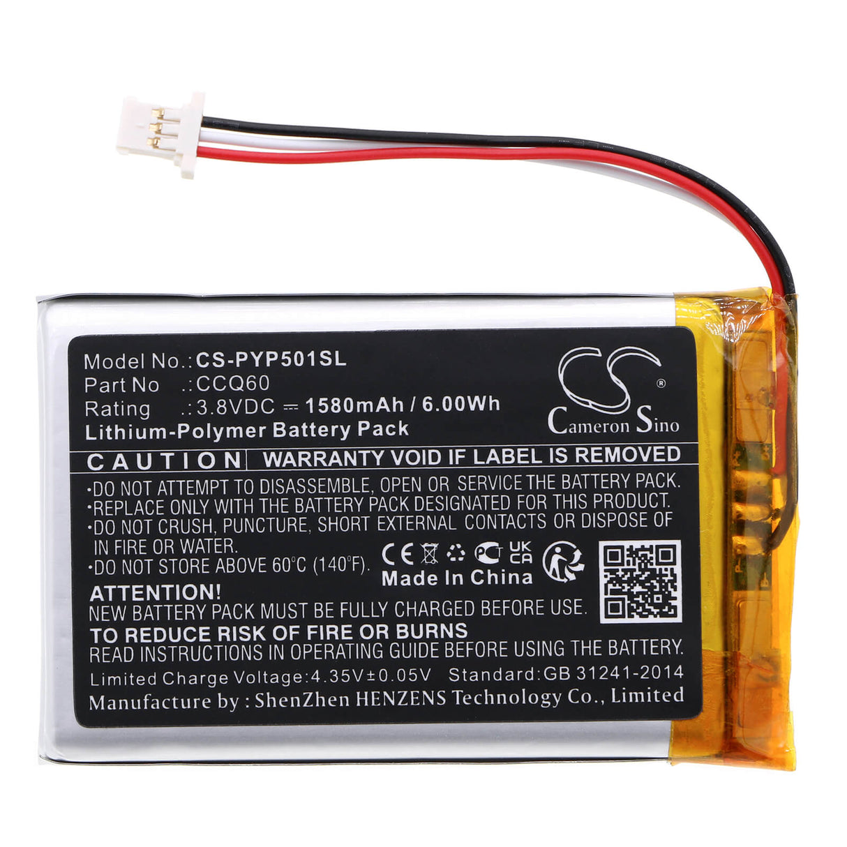 3.8v, Li-polymer, 1580mah, Battery Fits Poynt, 5, M2w3140a, 6.00wh Payment Terminal Cameron Sino Technology Limited   