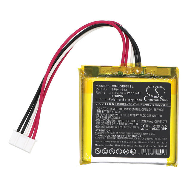 3.8v, Li-polymer, 2100mah, Battery Fits Logitech, 984-000839, 984-000851, 7.98wh Speaker Cameron Sino Technology Limited   