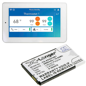 3.8v, Li-polymer, 2800mah, Alarm Battery Fits Adt, Command Secondary Color Touchs, 10.64wh