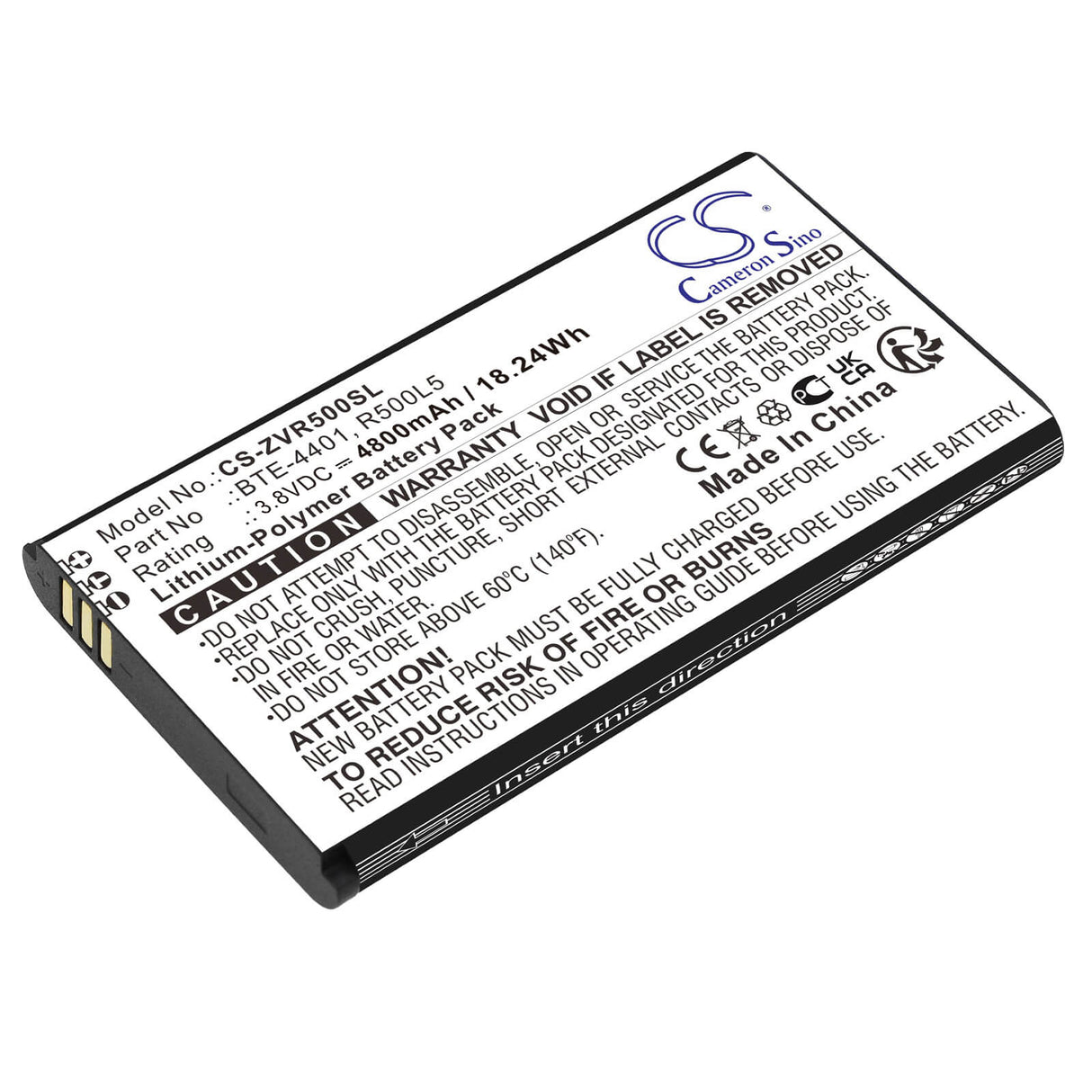 3.8v, Li-polymer, 4800mah, Battery Fits Verizon, Orbic Speed 5g, R500l5, 18.24wh Hotspot Cameron Sino Technology Limited   