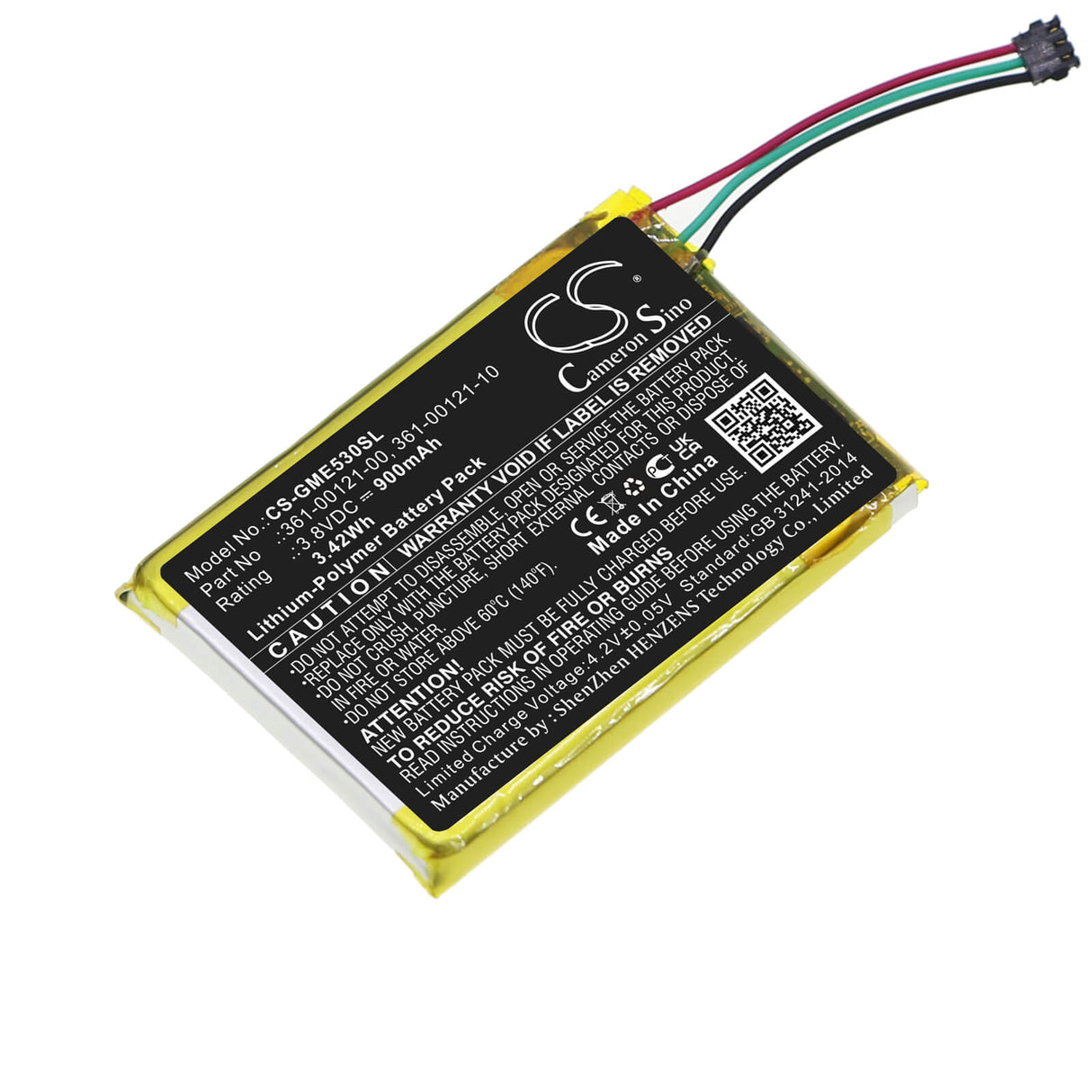 3.8v, Li-polymer, 900mah, Battery Fits Garmin, Edge 530, Edge 830, 3.42wh GPS, Navigator Cameron Sino Technology Limited   