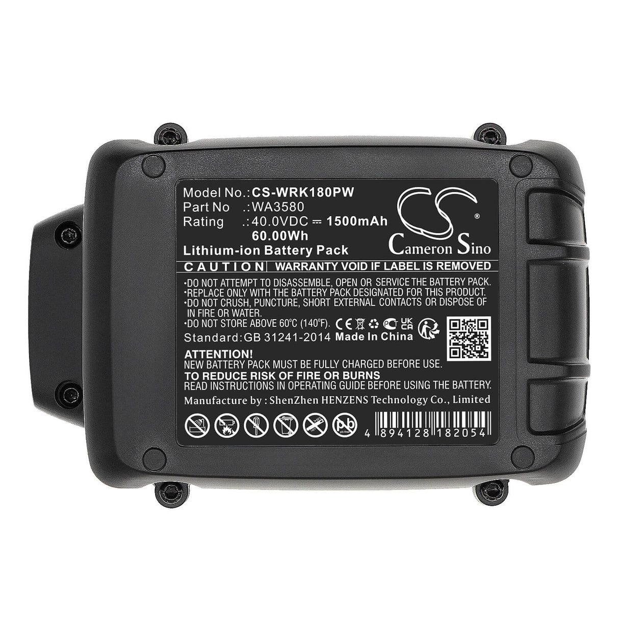 40.0v, Li-ion, 1500mah, Battery Fits Worx Wa3747, Wa3877, Wg180, 60.00wh Power Tools Cameron Sino Technology Limited (Power Tools)   