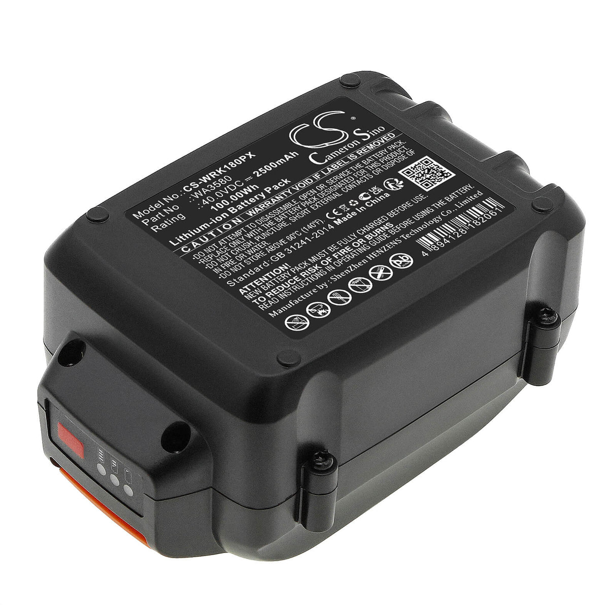 40.0v, Li-ion, 4000mah, Battery Fits Worx Wa3747, Wa3877, Wg180, 160.00wh Power Tools Cameron Sino Technology Limited (Dangerous Goods)   