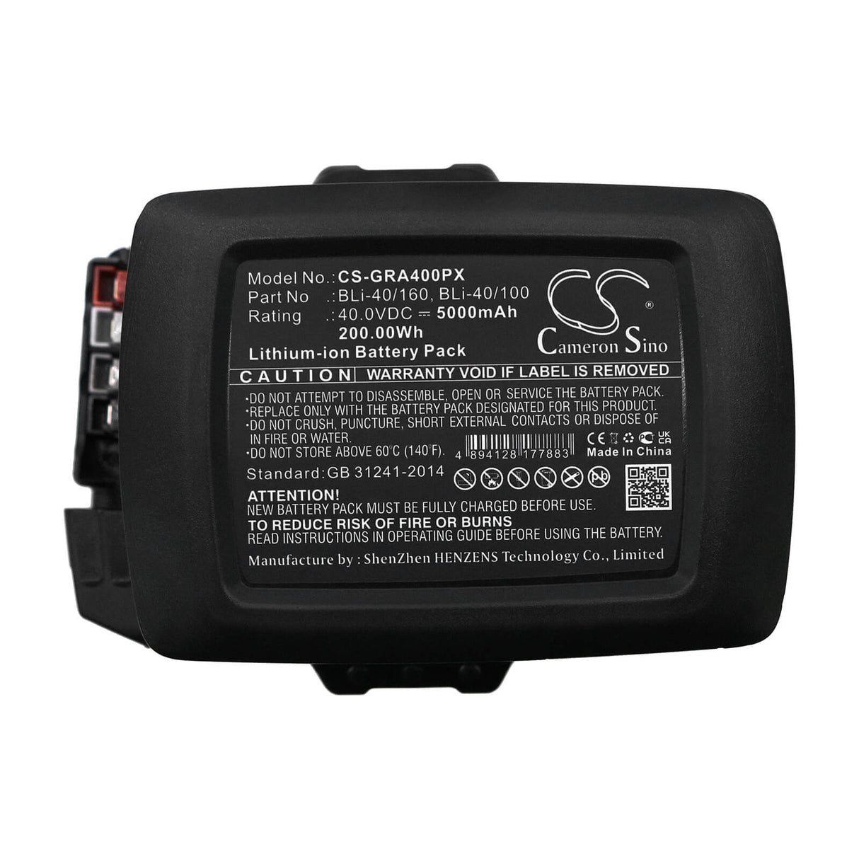 40.0v, Li-ion, 5000mah, Battery Fits Gardena, 115ihd45, 115il, 200.00wh Lawn Mowers Cameron Sino Technology Limited (Dangerous Goods)   