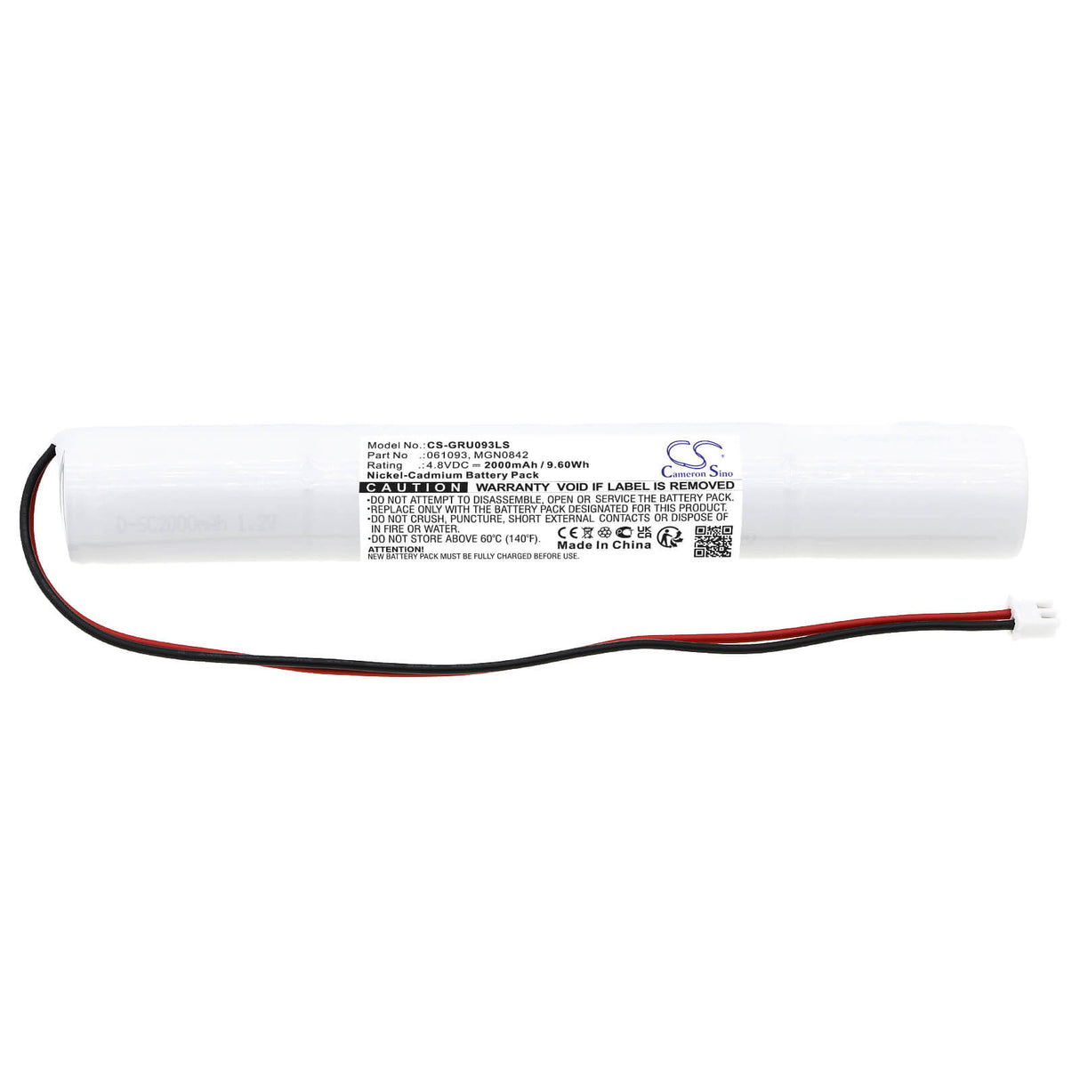 4.8v, Ni-cd, 2000mah, Battery Fits Legrand, Ip66 Eco1, 9.60wh Emergency Lighting Cameron Sino Technology Limited   