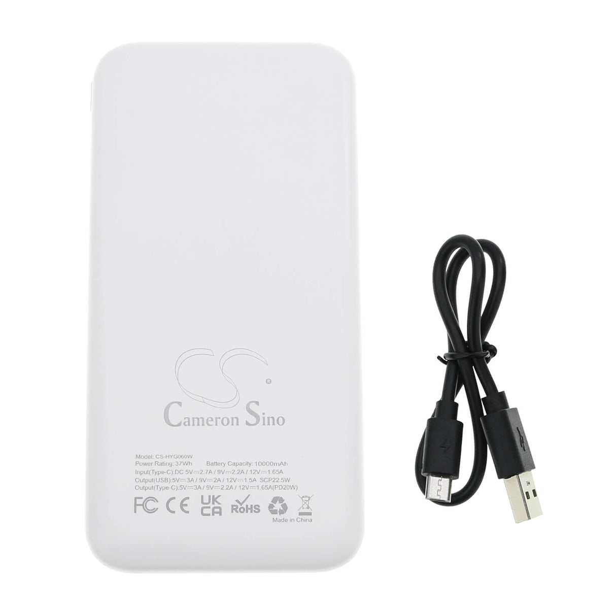 5.0v, Li-polymer, 10000mah, Battery Fits Cameron Sino White Power Bank 10000mah, 50.00wh Power Bank Cameron Sino Technology Limited   