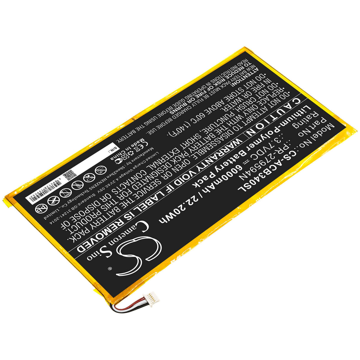 6 Pin Battery For Acer, Iconia One 10 B3-a40 3.7v, 6000mah - 22.20wh Tablet Cameron Sino Technology Limited   