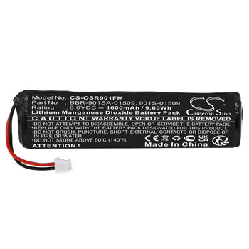 6.0V, Li-MnO2, 1600mAh, Marine Safety battery fits Rescueme, Ocean Signal, 901s-01509, Mob1 Distress Beacon, Rescueme Mob1, 9.6Wh