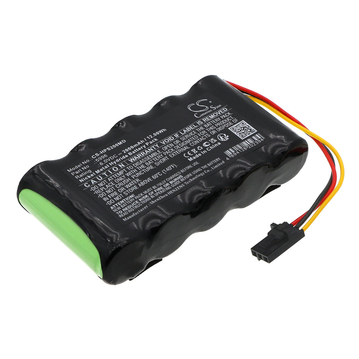 6.0v, Ni-mh, 2000mah, Medical Battery Fits Healthdyne Smart 2 Monitor, 12.00wh Medical Cameron Sino Technology Limited (Medical)   