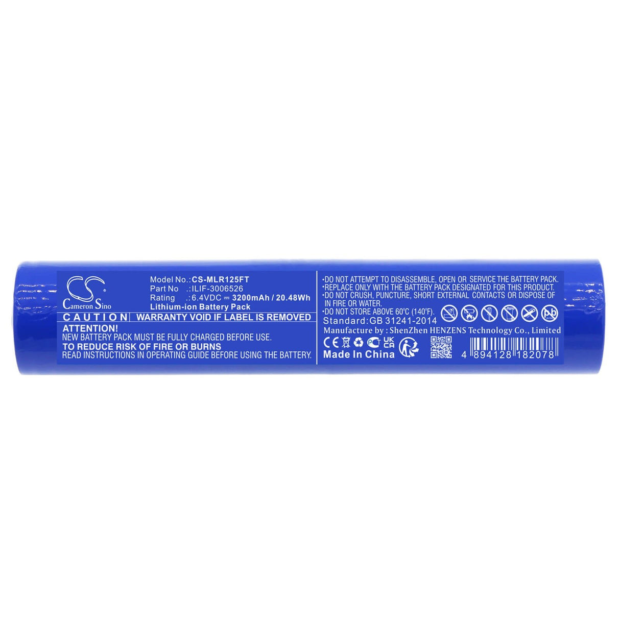 6.4v, Li-ion, 3200mah, Battery Fits Maglite Ml125, Ml150lr, Ml150lrx, 20.48wh Flashlight Cameron Sino Technology Limited   