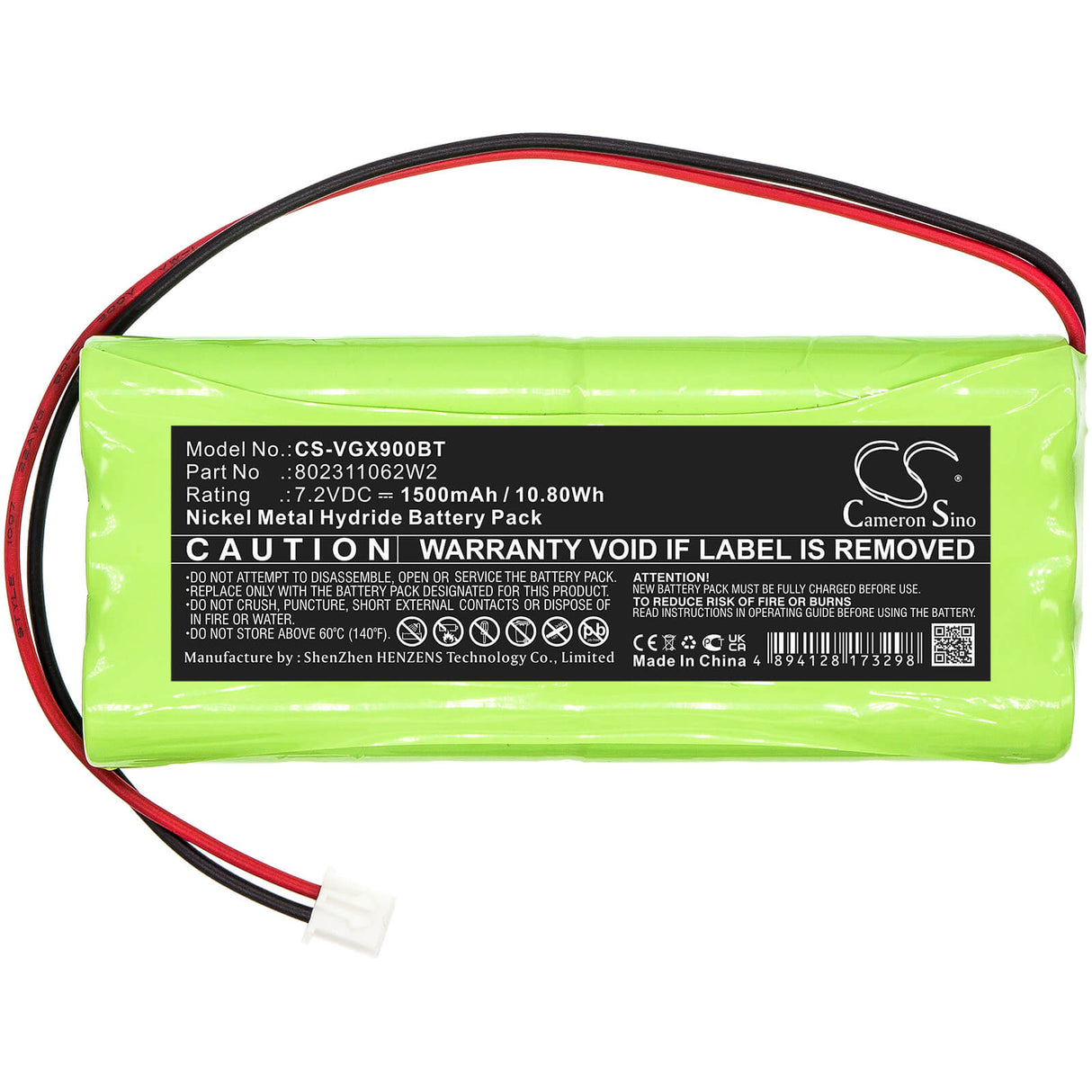 7.2v, 1500mah, Ni-mh Alarm Battery Fits Vesta, Composed, Gx9ml, 10.80wh Alarm System Cameron Sino Technology Limited   