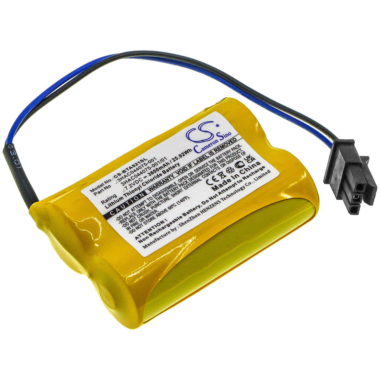 7.2v, 3600mah, Li-socl2 PLC Battery Fit's Abb, 1sap180300r0001, 3hab 9999-1, 3hab2038-1, 25.92wh PLC Cameron Sino Technology Limited   