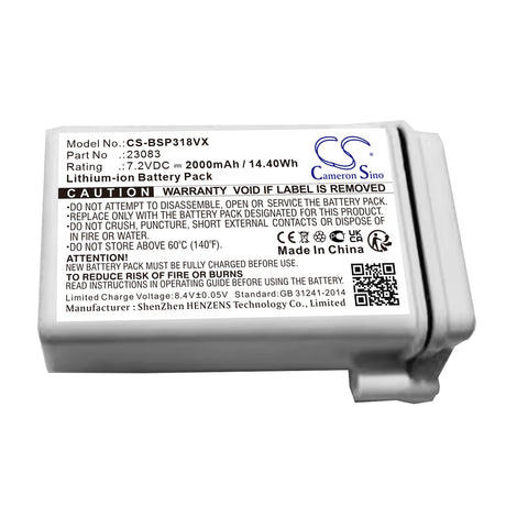 7.2V, Li-ion, 2000mAh, Battery fits Bissell, 3180+, 3181+, 14.40Wh Vacuum Cameron Sino Technology Limited   