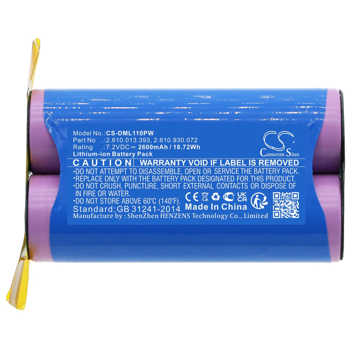 7.2v, Li-ion, 2600mah, Battery Fits Dremel, 1100-25, 1100li, 18.72wh Power Tools Cameron Sino Technology Limited (Power Tools)   