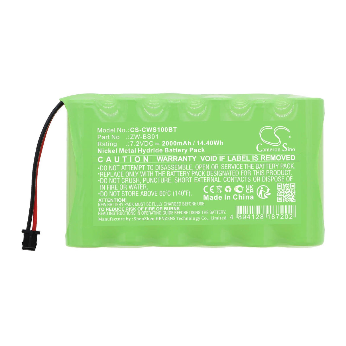 7.2v, Ni-mh, 2000mah, Alarm system battery Fits Caddx, Zerowire Control Panel, 14.40wh Alarm System Cameron Sino Technology Limited   