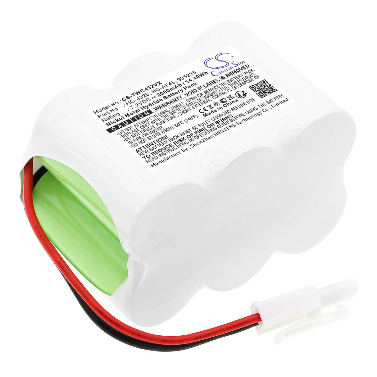 7.2v, Ni-mh, 2000mah, Battery Fits Twinbird, Hc-4324, Hc-4326bl, 14.40wh Vacuum Cameron Sino Technology Limited   