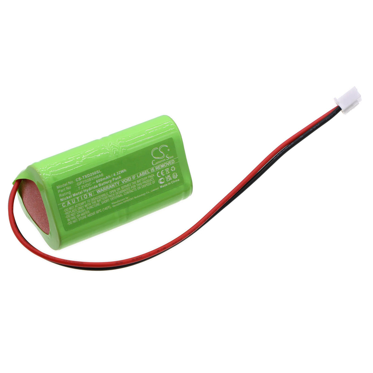 7.2v, Ni-mh, 600mah, Alarm Battery Fits Texecom, Bell Box Sounder, Odyssey Extended Life Siren Al, 4.32wh Alarm System Cameron Sino Technology Limited   