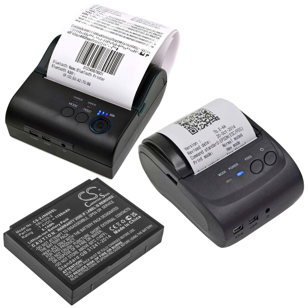 7.4v, Li-ion, 1100mah, Battery Fit's Zjiang, Zj-5802, Zj-8001, 8.14wh Portable Printer Cameron Sino Technology Limited   