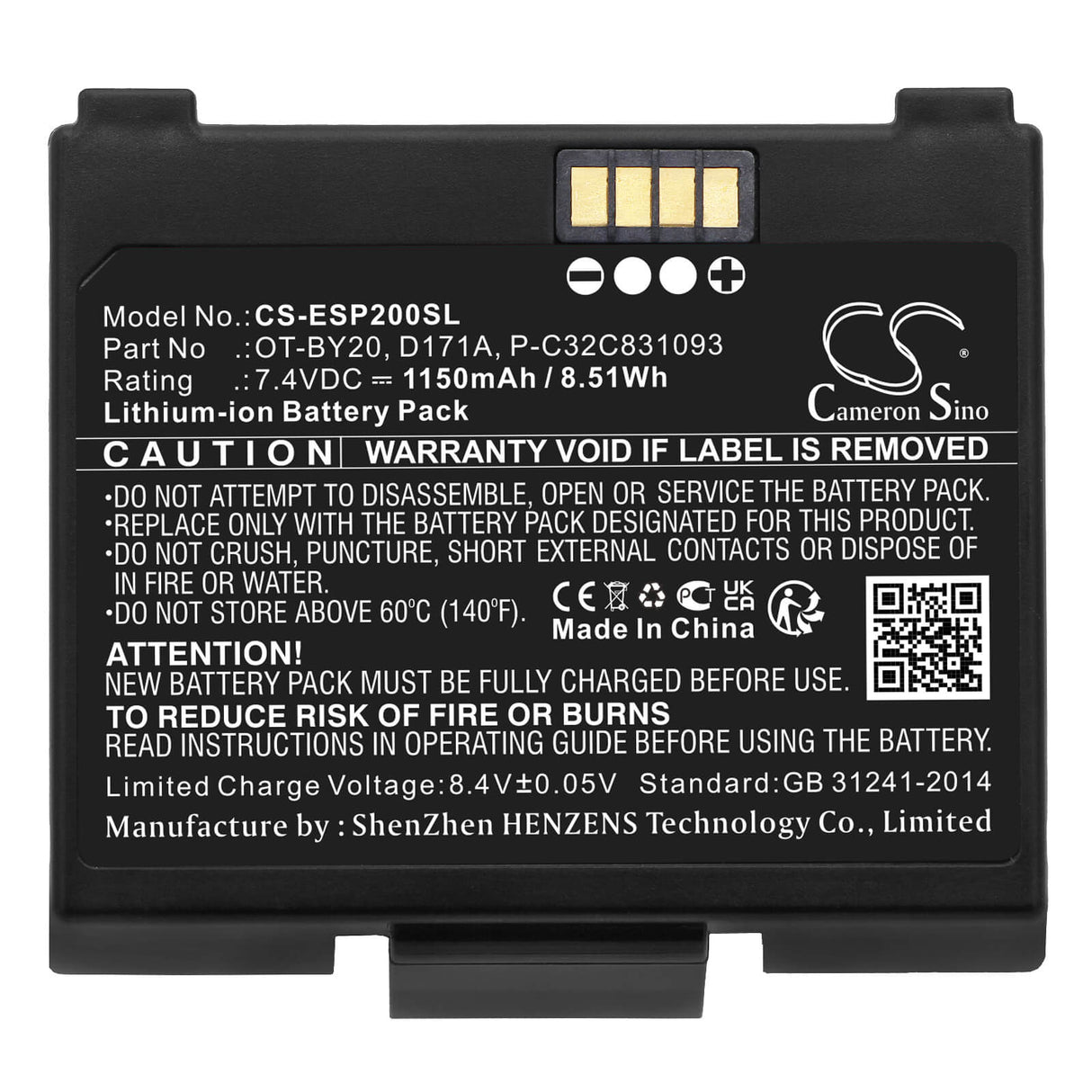 7.4v, Li-ion, 1150mah, Battery Fits Epson, Mobilink Tm-p20ii, Tmp20, 8.51wh Batteries for Electronics Cameron Sino Technology Limited   