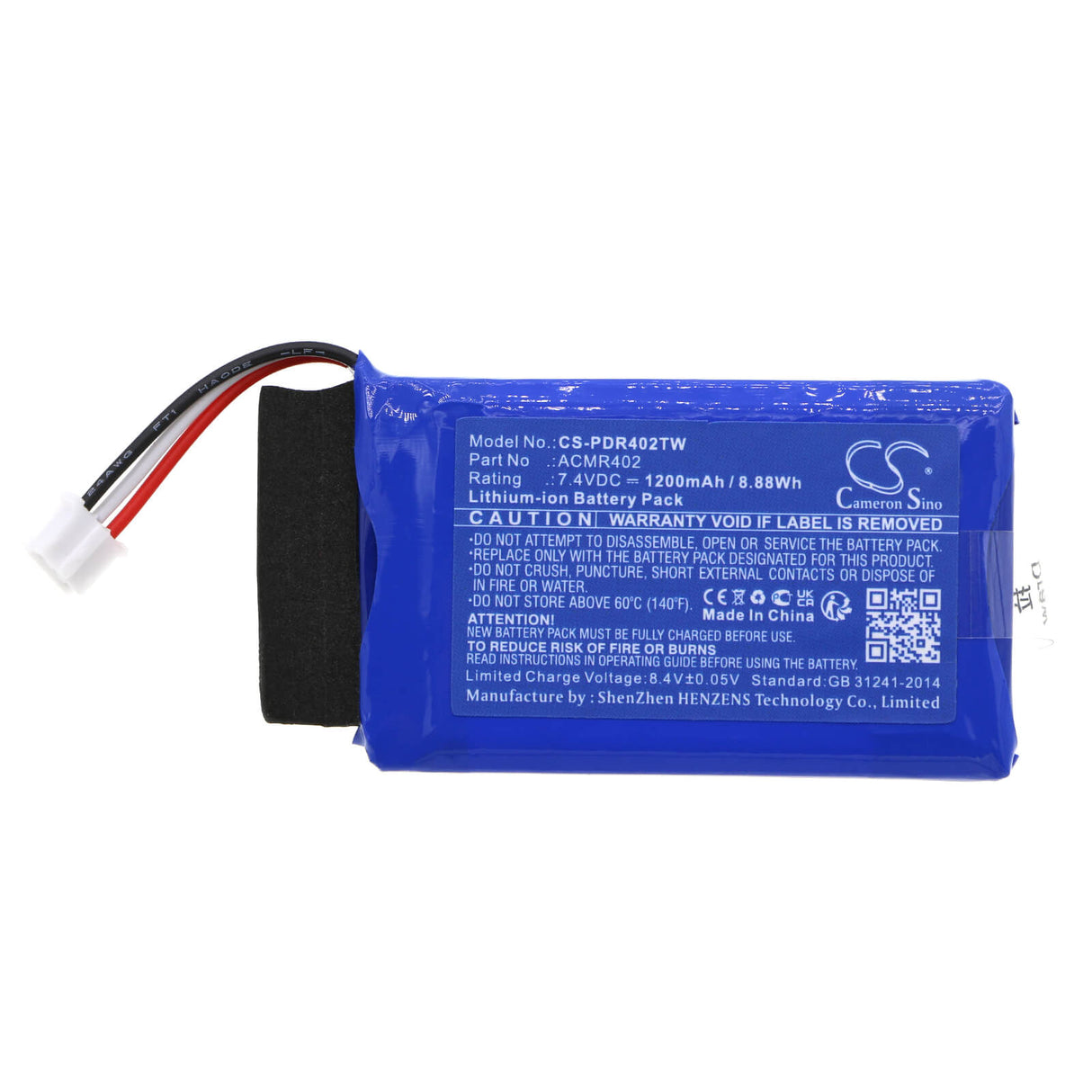 7.4v, Li-ion, 1200mah, Battery Fits President, Randy 3, Randy Iii, 8.88wh Two-Way Radio Cameron Sino Technology Limited   