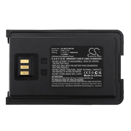 7.4v, Li-ion, 1600mah, Battery Fits Motorola, Vz-10, Vz-12, 11.84wh Two-Way Radio Cameron Sino Technology Limited   